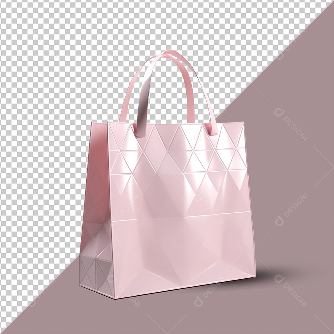 Elemento 3D Sacola de Compras Rosa para Composição PSD