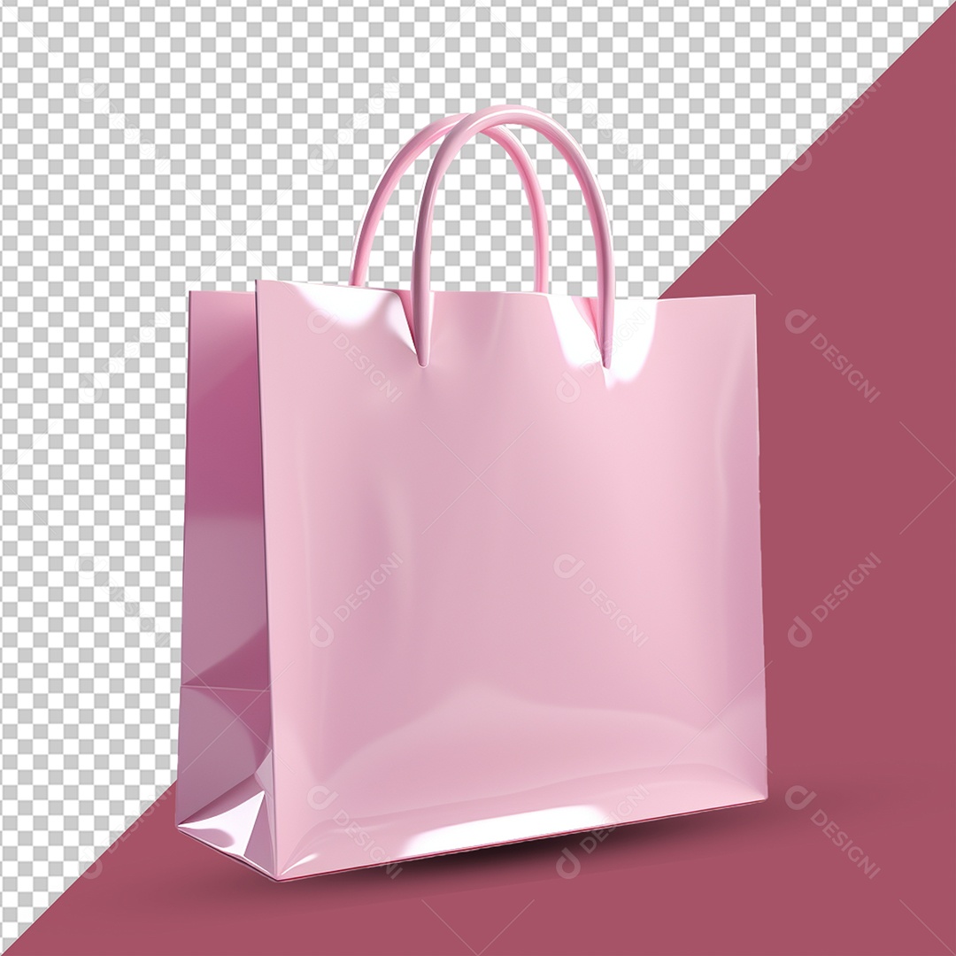 Sacola de Compras Rosa Elemento 3D para Composição PSD