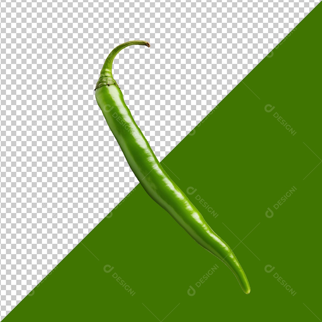 Elemento 3D Pimenta Verde para Composição PSD