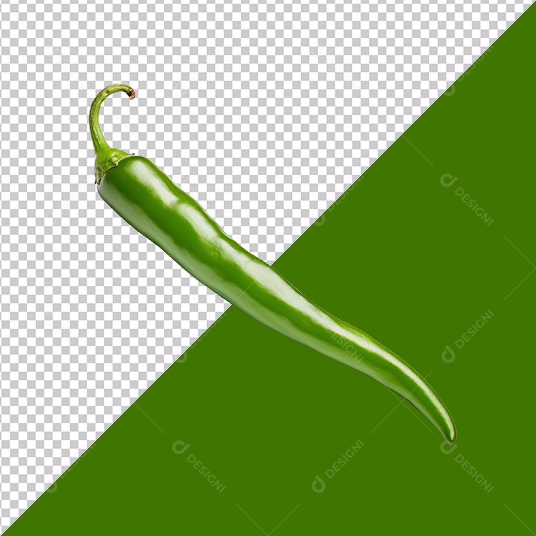 Elemento 3D Pimenta Verde para Composição PSD
