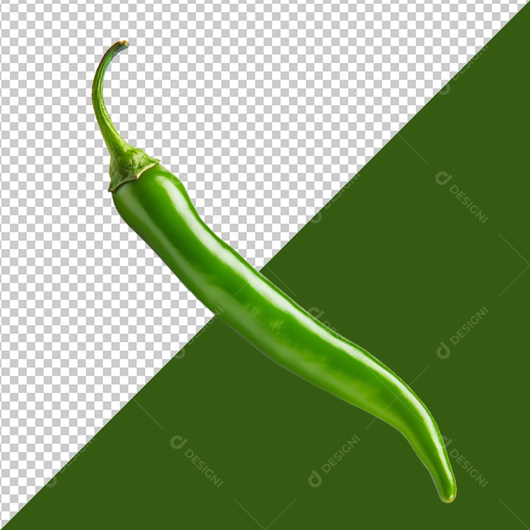 Pimenta Verde Elemento 3D para Composição PSD