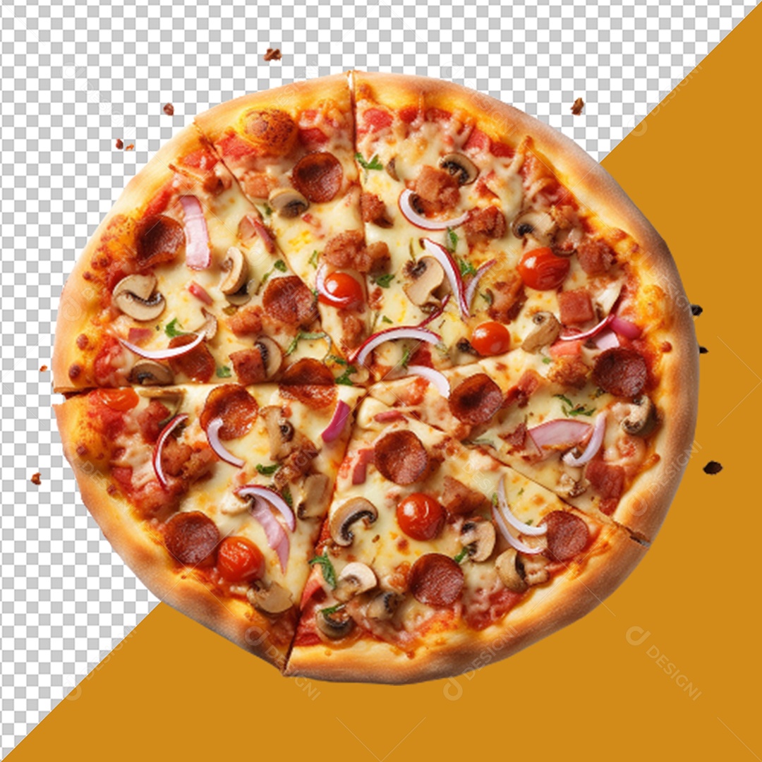 Pizza de Calabresa Elemento 3D para Composição PSD