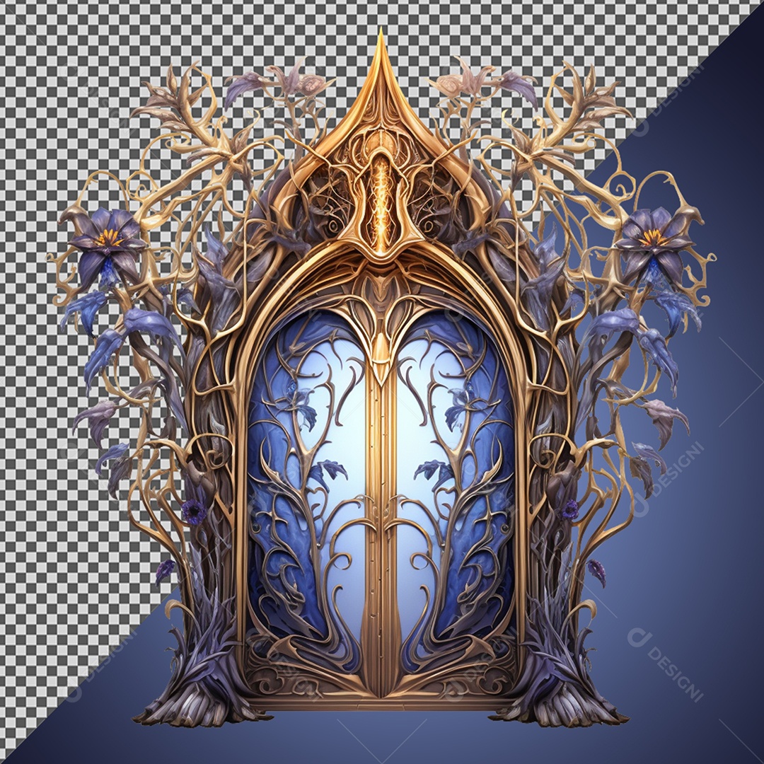 Linda porta de fantasia Elemento 3D para Composição PSD