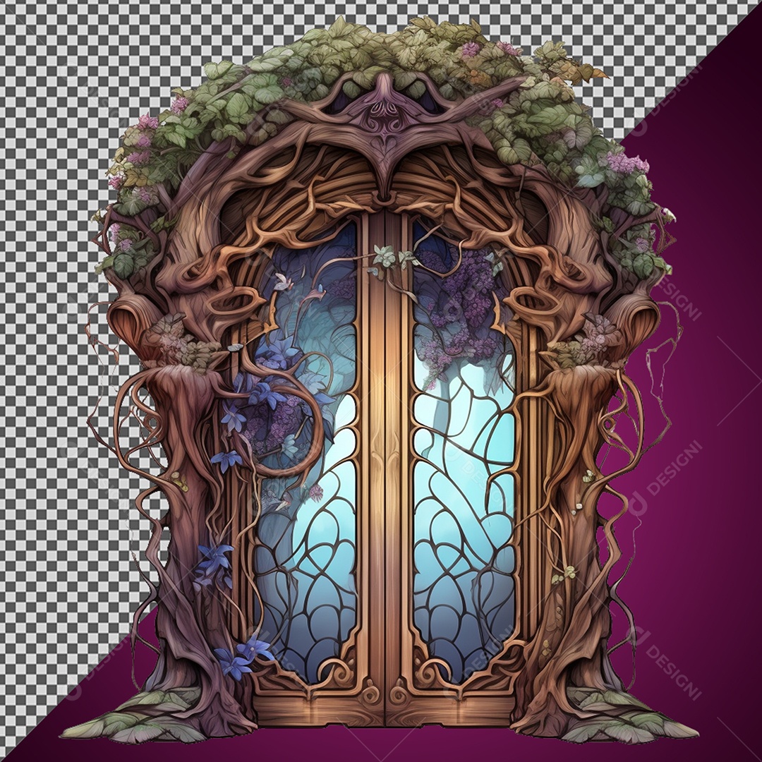 Linda porta de fantasia Elemento 3D para Composição PSD