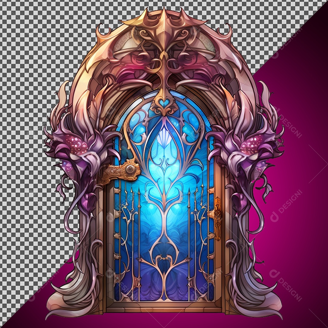 Linda porta de fantasia Elemento 3D para Composição PSD