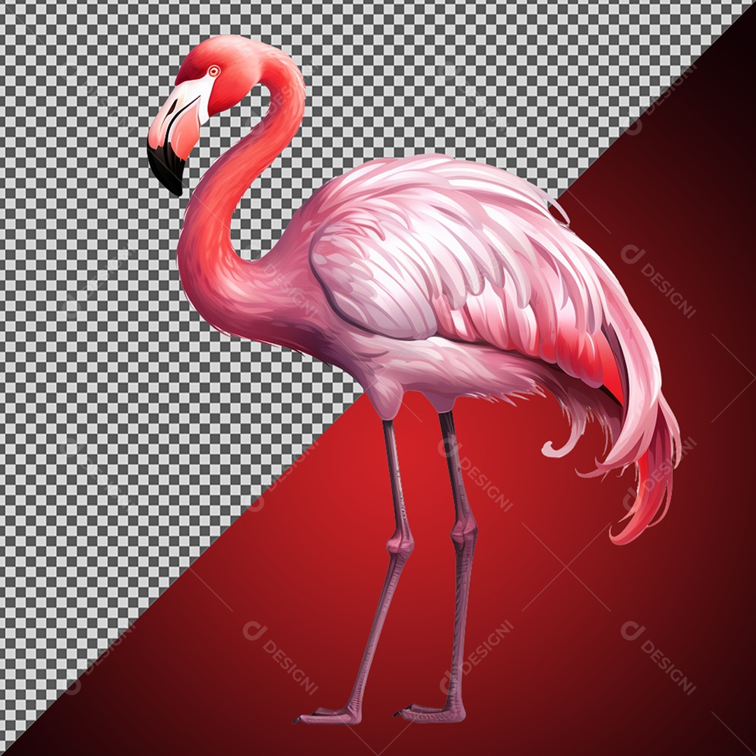 Flamingo Ave Elemento 3D para Composição PSD