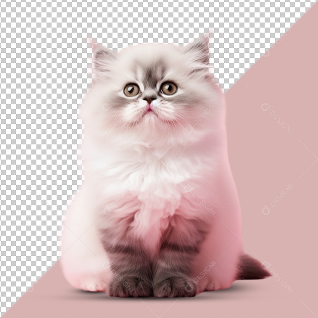 Elemento 3D Gato Peludo para Composição PSD