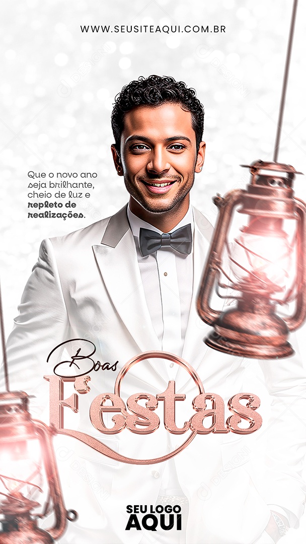 Story Boas Festas que o Novo Ano Seja Brilhante Cheio de Luz e Repleto de Realizações Social Media PSD Editável