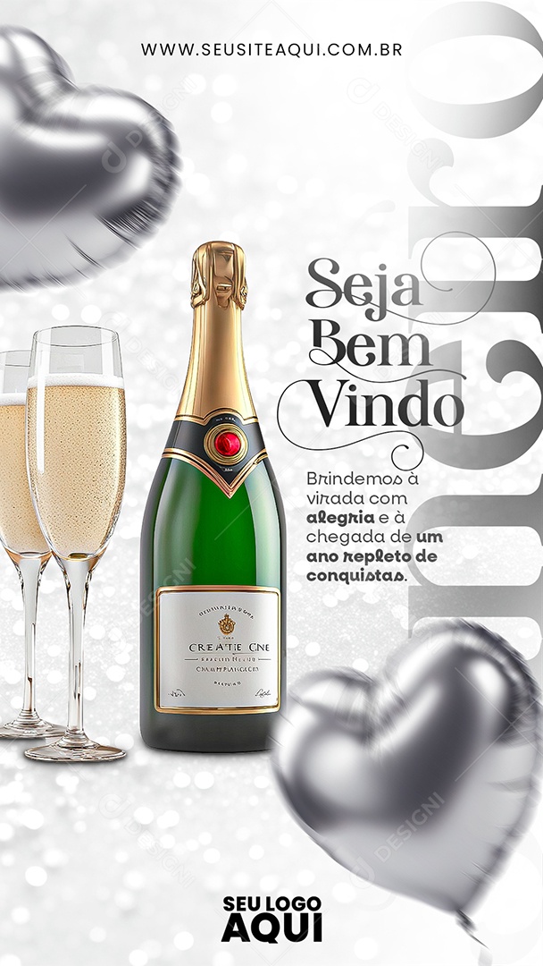 Story Seja Bem Vindo Janeiro Brindemos a Virada com Alegria e a Chegada de um Ano Repleto de Conquistas Social Media PSD Editável