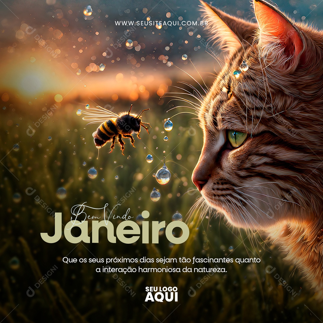 Bem Vindo Janeiro que os Próximo Dias Sejam Tão Fascinantes Quanto a Interação Harmoniosa  Social Media PSD Editável