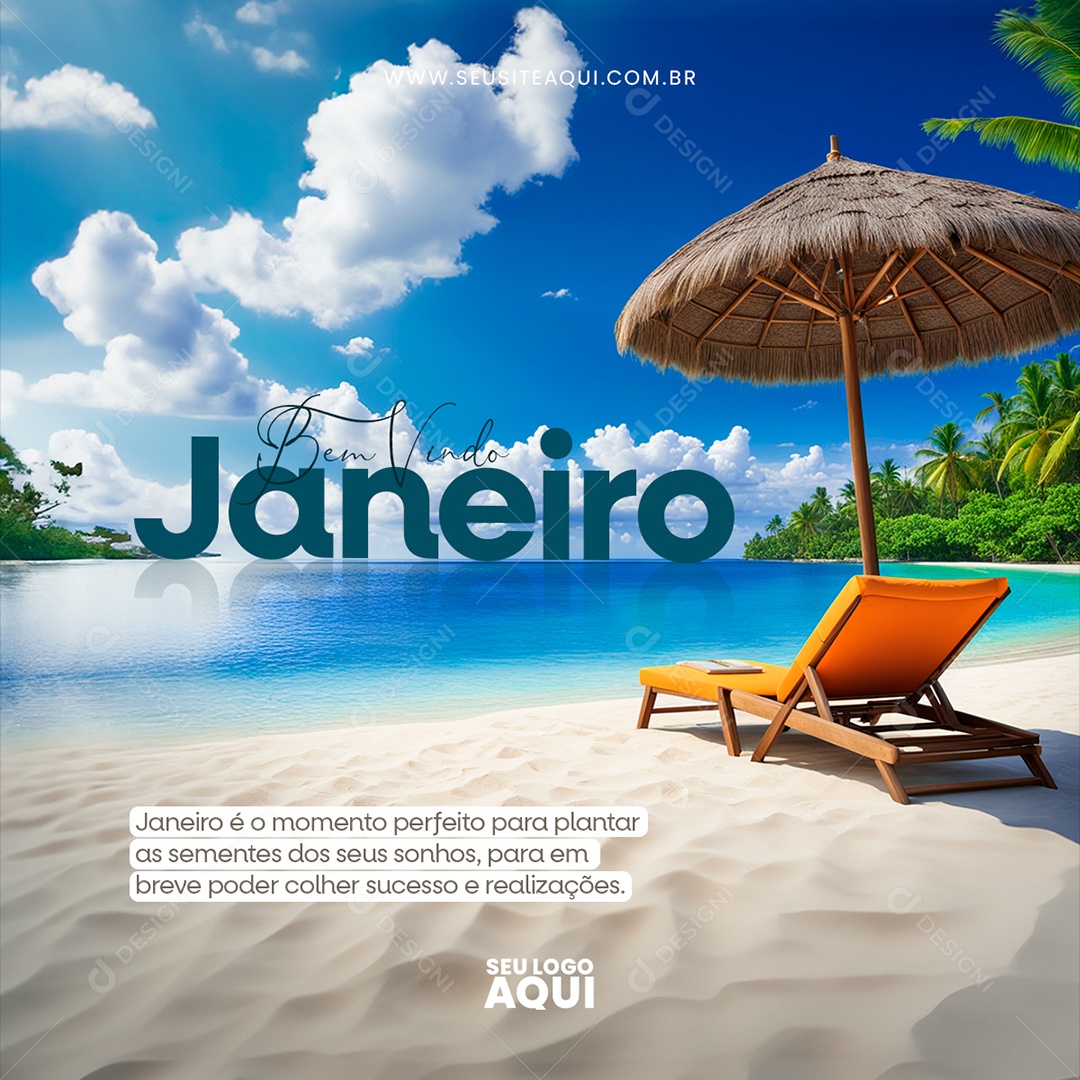 Bem Vindo Janeiro é o Momento Perfeito para Plantar as Sementes dos seus Sonhos Social Media PSD Editável