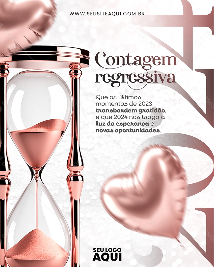 2024 Contagem Regressiva que os Últimos Momentos de 2023 Transbordem Gratidão Social Media PSD Editável