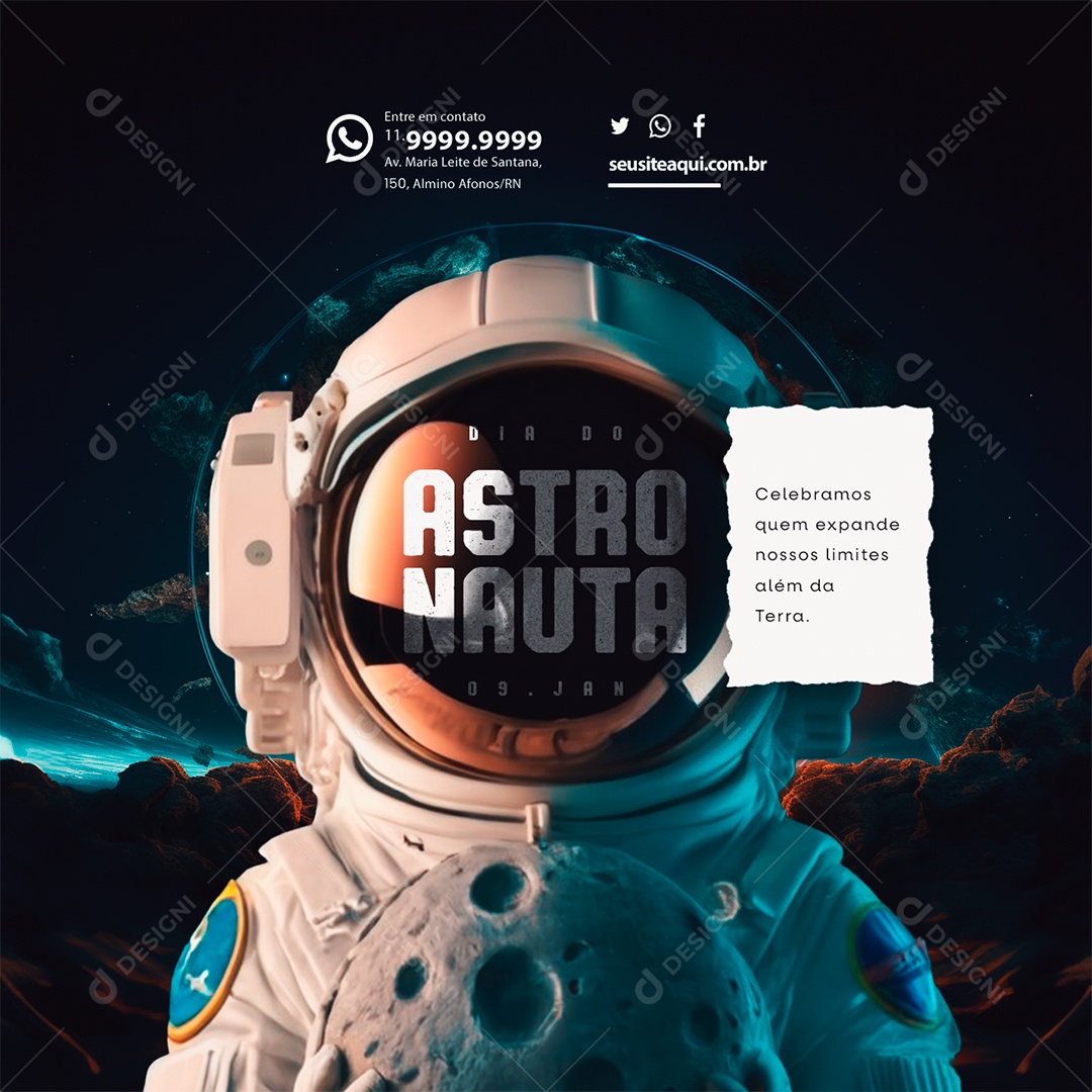 Dia do Astronauta Celebramos quem expande nossos limites além da Terra Social Media PSD Editável
