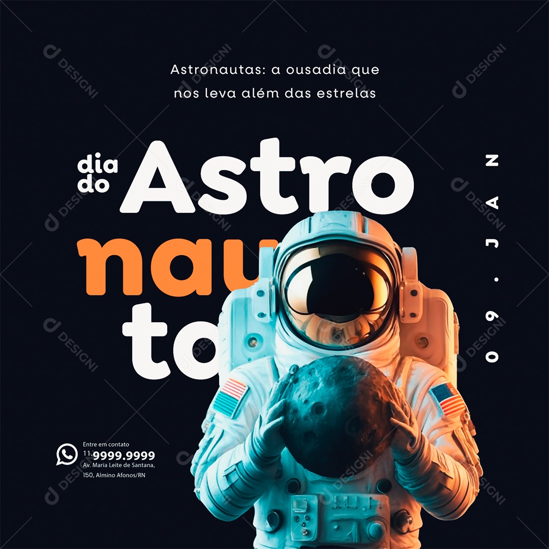Dia do Astronauta a ousadia que nos leva além das estrela Social Media PSD Editável