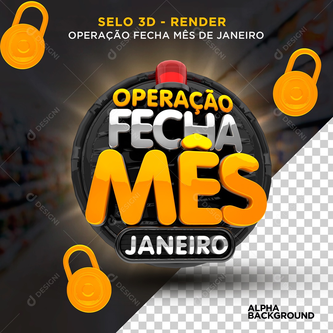 Operação Fecha Mês Janeiro Selo 3D Para Composição PSD