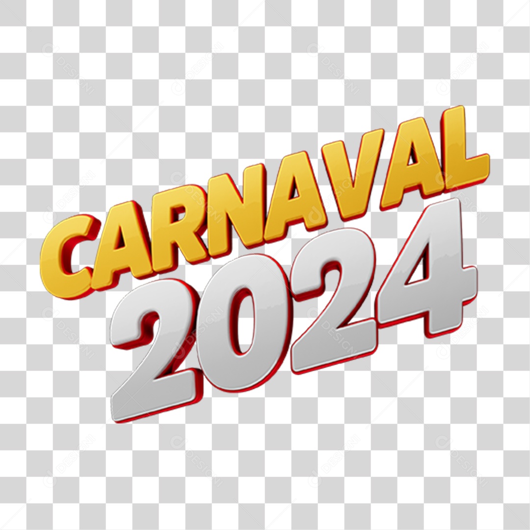 Texto 3D Carnaval 2024 PNG Transparente