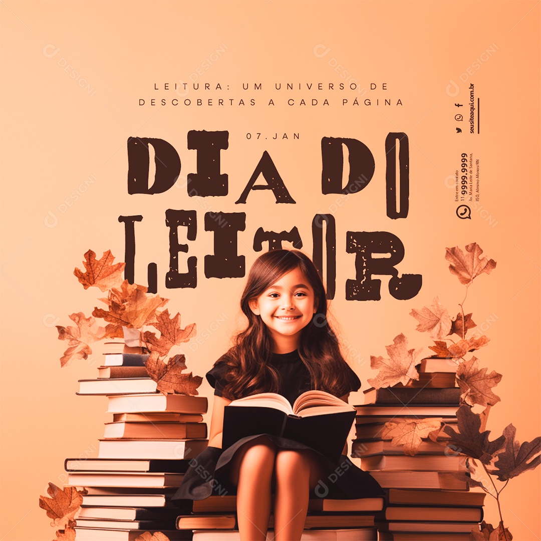 Dia Do Leitor Leitura Um Universo De Descobertas a Cada Página Social Media PSD Editável