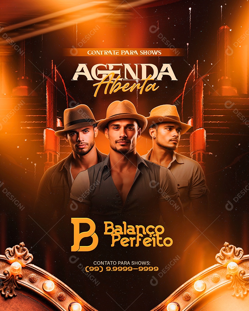 Flyer Contrate Para Shows Balanço Perfeito Agenda Aberta Social Media PSD Editável