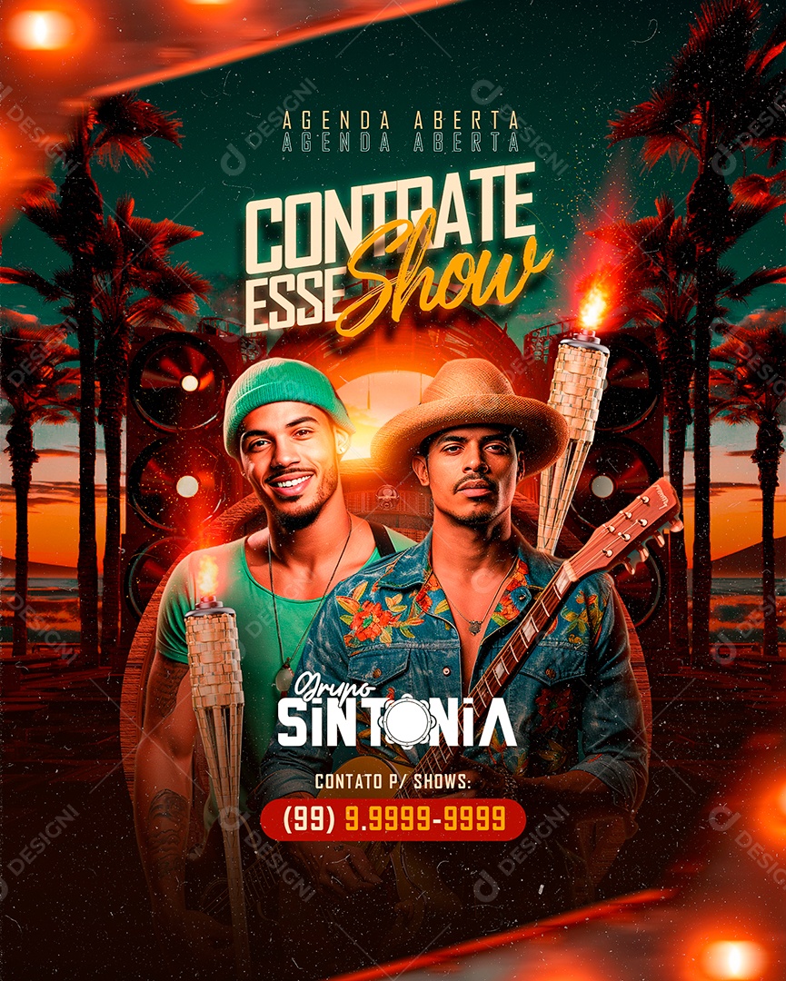 Flyer Agenda Aberta Contrate Esse Show Grupo Sintonia Social Media PSD Editável