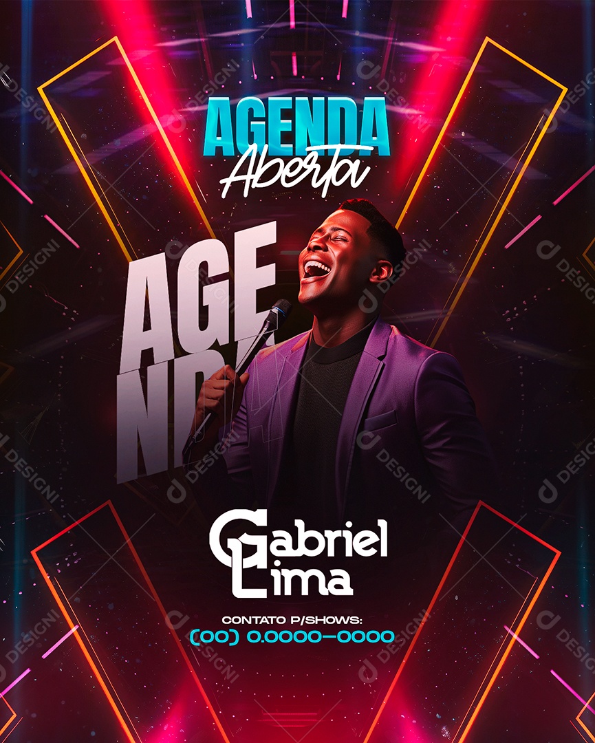 Flyer Agenda Aberta Gabriel Lima Contato para Shows Social Media PSD Editável