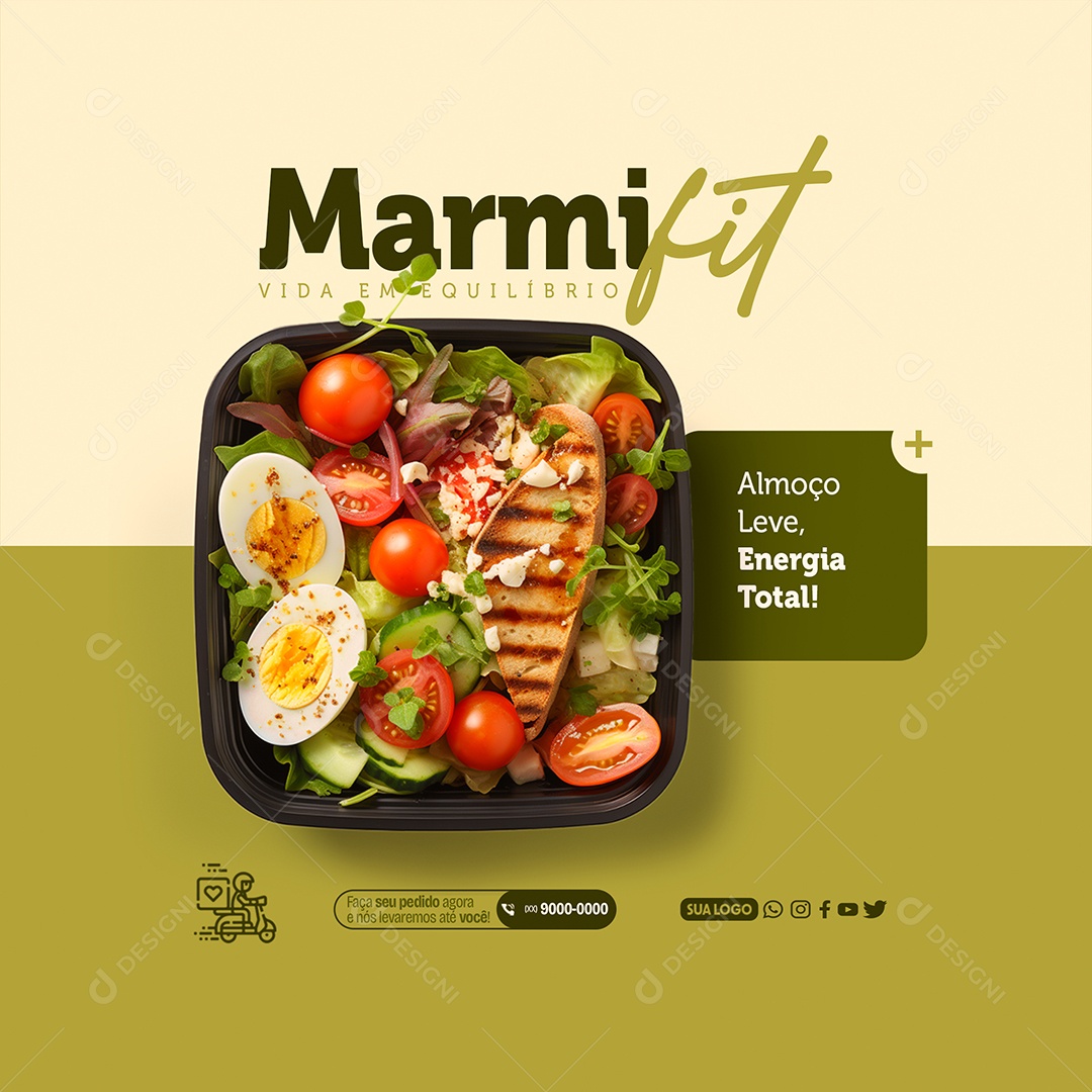 Marmita Fit Vida em Equilíbrio Almoço Leve Energia Total Social Media PSD Editável