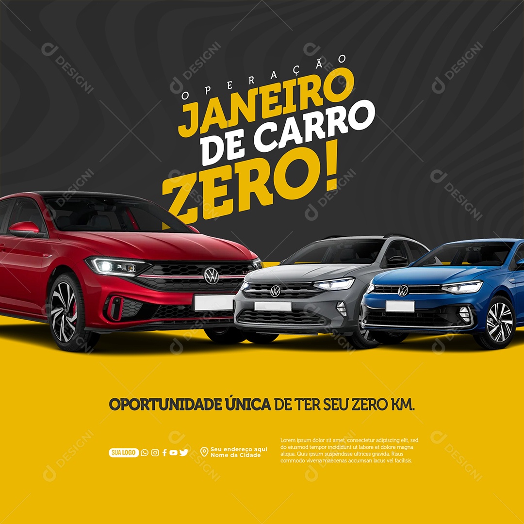 Operation January by Carro Zero Unique Opportunity to Have Your Zero KM Social Media Editable PSD