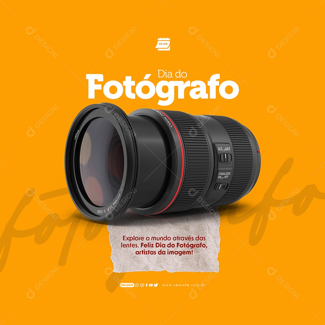 Dia Do Fotografo 08 de Janeiro Explore o Mundo Através das Lentes Social Media PSD Editável