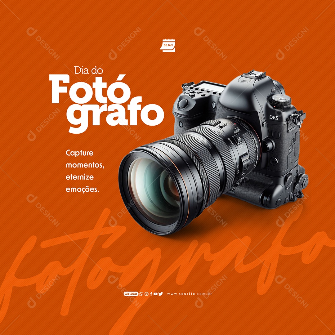 Dia Do Fotografo 08 de Janeiro Capture Momentos Eternize Emoções Social Media PSD Editável