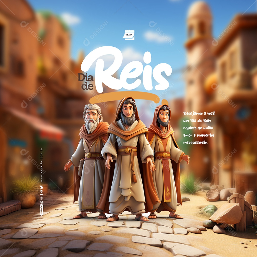 Dia de Reis 06 de Janeiro Repleto de União Amor e Momentos Inesquecíveis Social Media PSD Editável