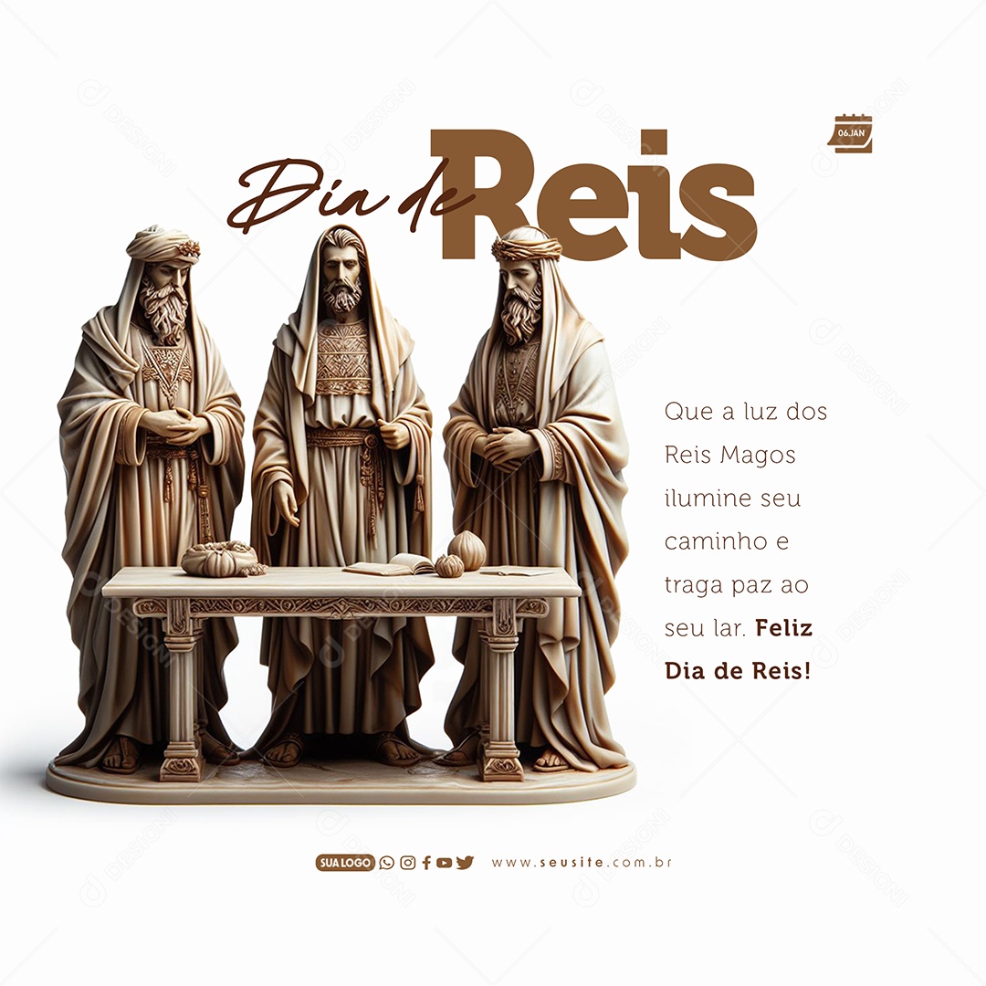 Dia de Reis 06 de Janeiro que a Luz dos Magos Ilumine seu Caminho e Traga Paz ao seu Lar  Social Media PSD Editável