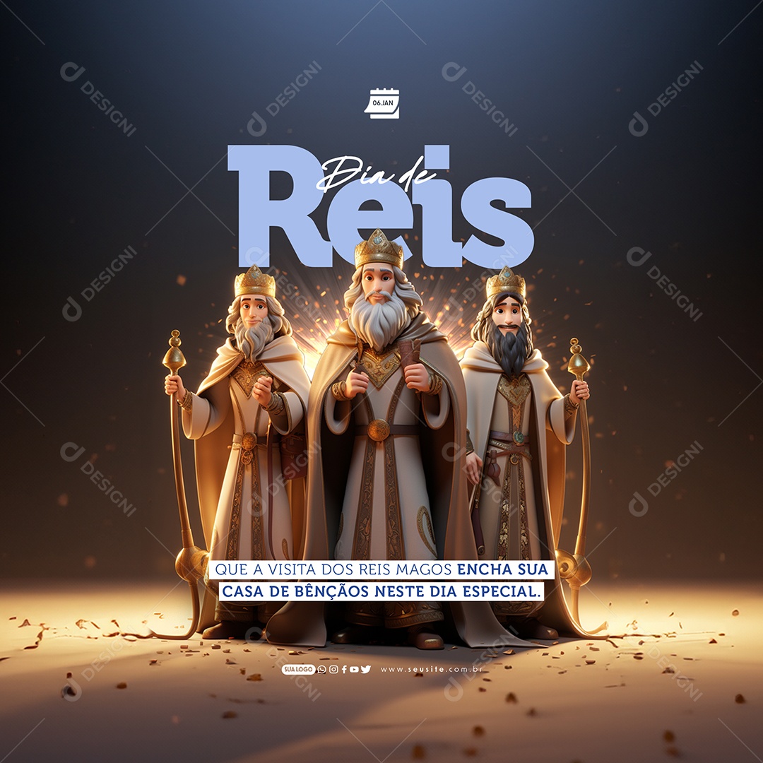 Dia de Reis 06 de Janeiro que a Visita dos Magos Encha sua Casa de Bençãos Social Media PSD Editável