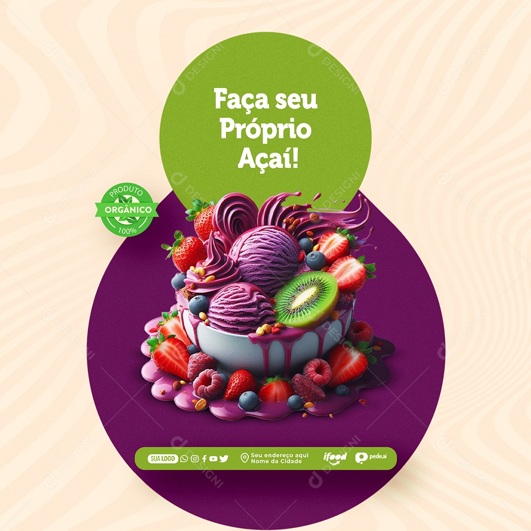 Faça Seu Próprio Açaí Social Media PSD Editável