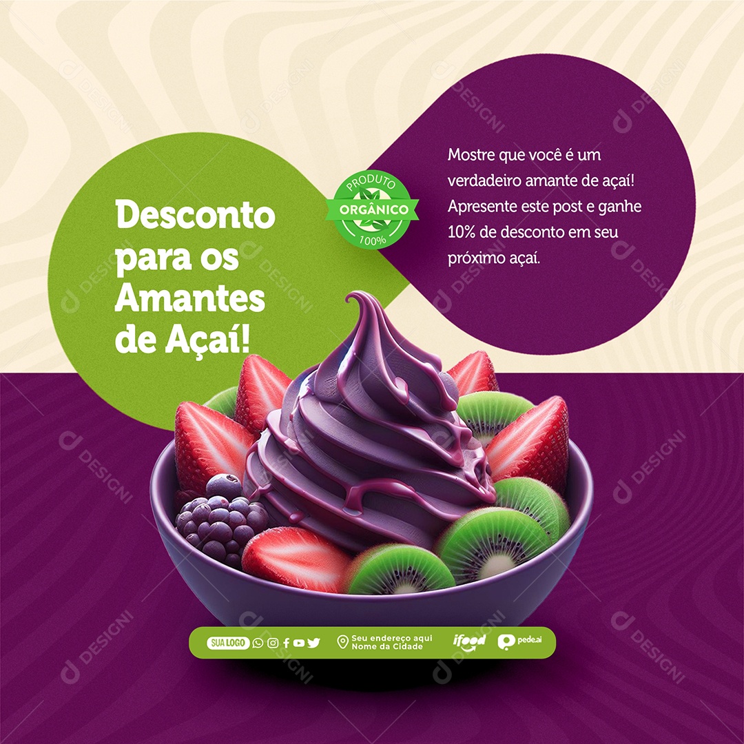 Mostre que Você é um Verdadeiro Amante de Açaí Social Media PSD Editável