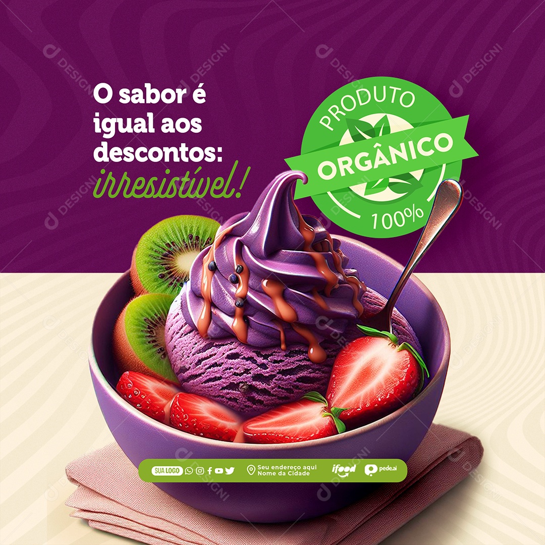 O Sabor é Igual aos Descontos Irresistível Social Media PSD Editável