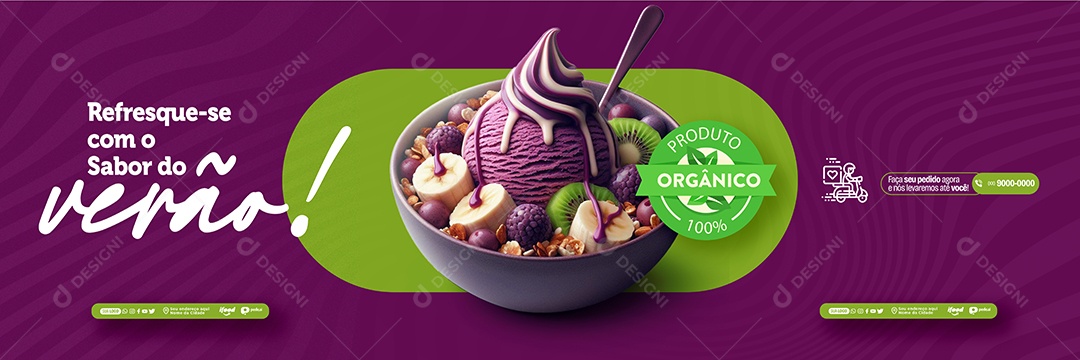 Carossel Açaiteria Refresque-se com o Sabor do Verão Social Media PSD Editável