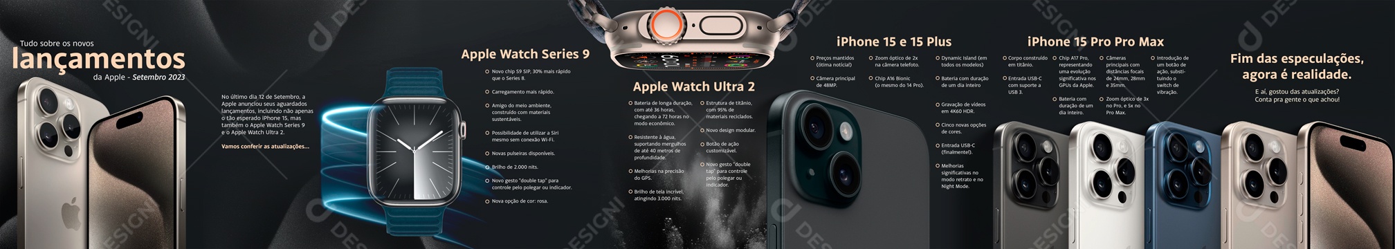 Social Media Carrossel Novos Lançamentos Apple PSD Editável