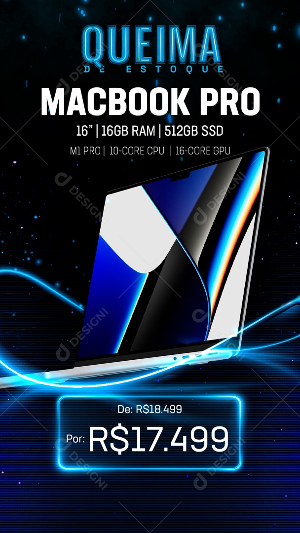 Story Queima De Estoque Macbook Pro Social Media PSD Editável