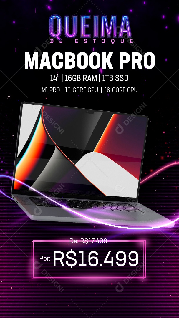 Social Media Story Queima De Estoque Macbook Pro PSD Editável