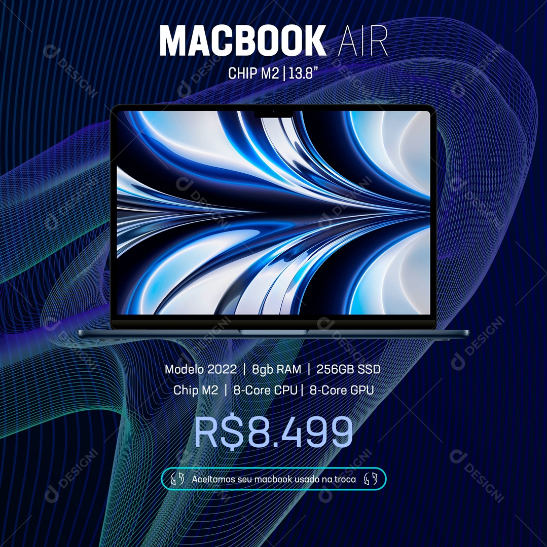 Feed Macbook Air Social Media PSD Editável