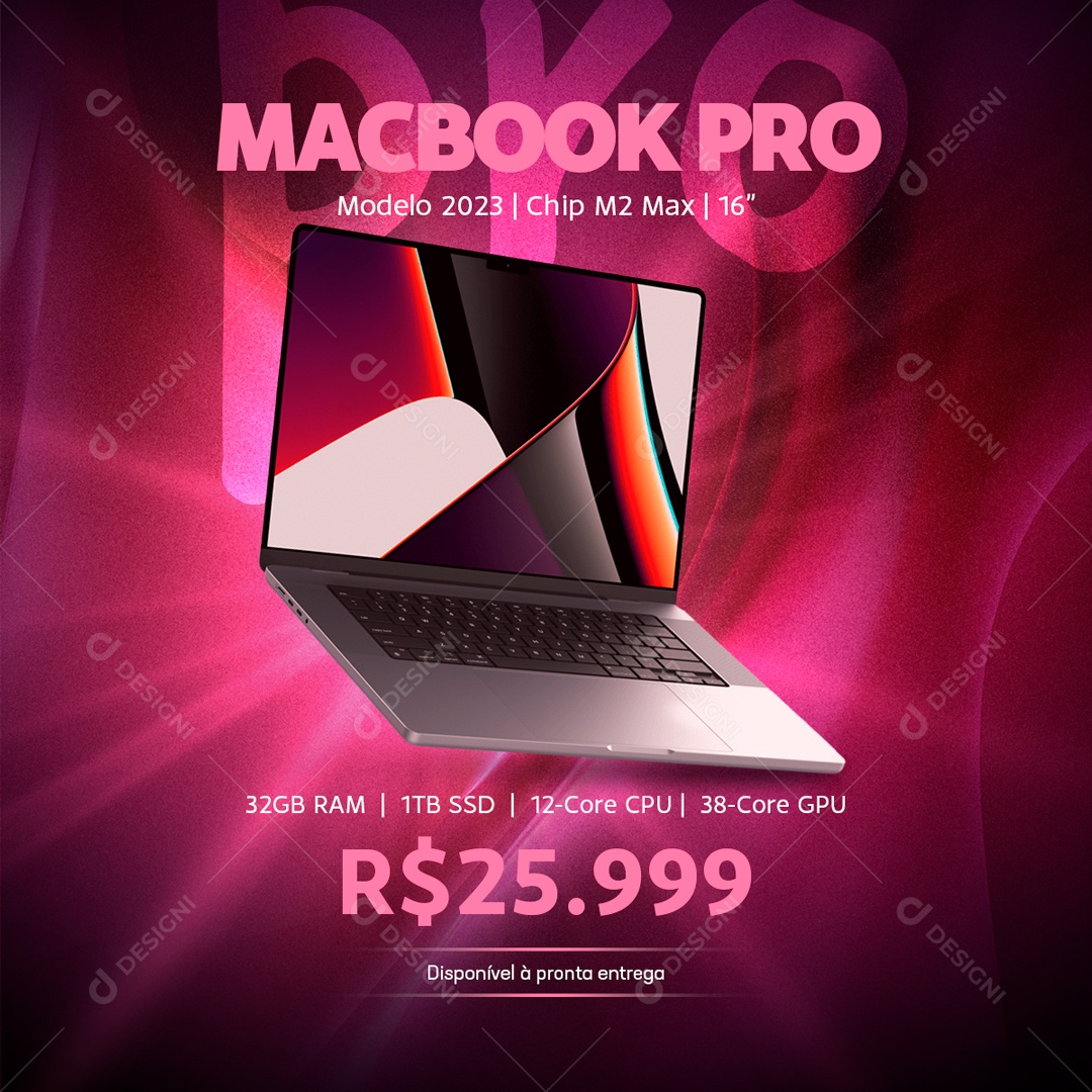 Social Media Feed Macbook Pro Modelo 2023 PSD Editável