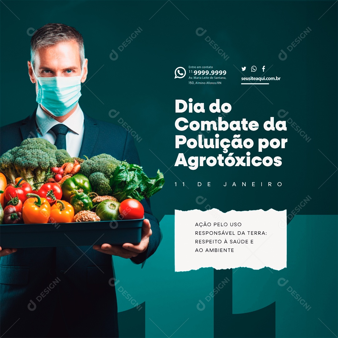 Social Media Dia Do Combate Da Poluição Por Agrotóxicos 11 de Janeiro PSD Editável