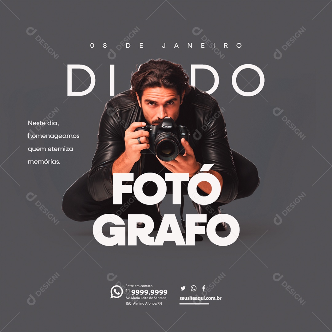 Dia Do Fotografo 08 de Janeiro Social Media PSD Editável