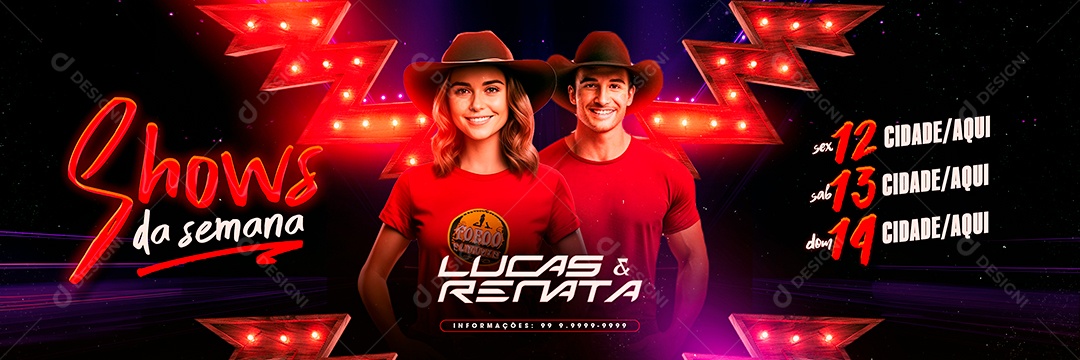 Carrossel Flyer Lucas & Renata Shows da Semana Social Media PSD Editável