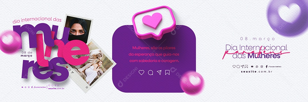 Carrossel Dia Internacional Das Mulheres 8 de Março Social Media PSD Editável