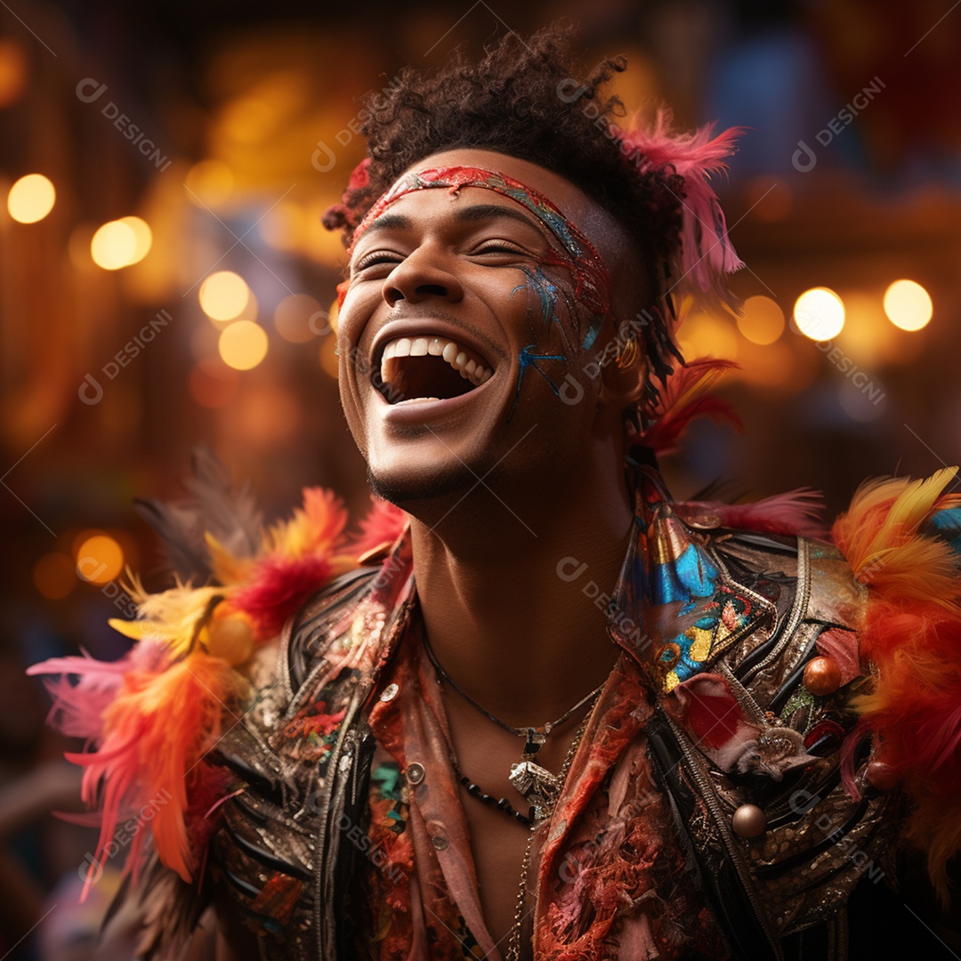 Homem sorridente no carnaval