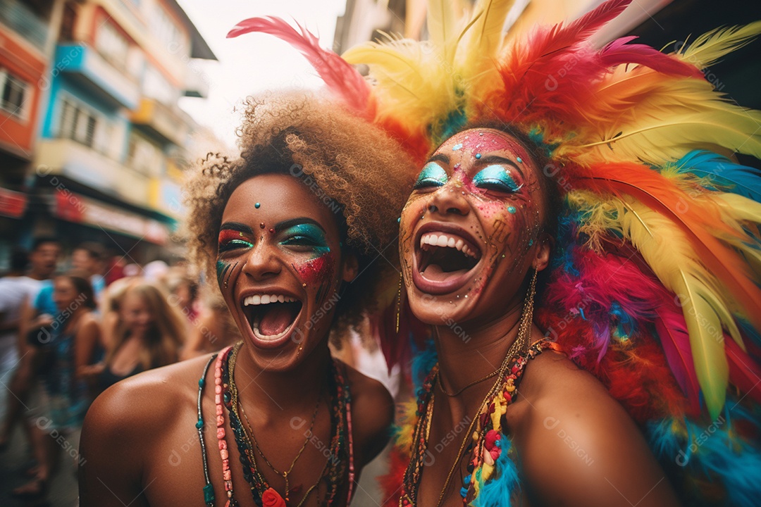 Duas amigas lindas se divertindo no carnaval
