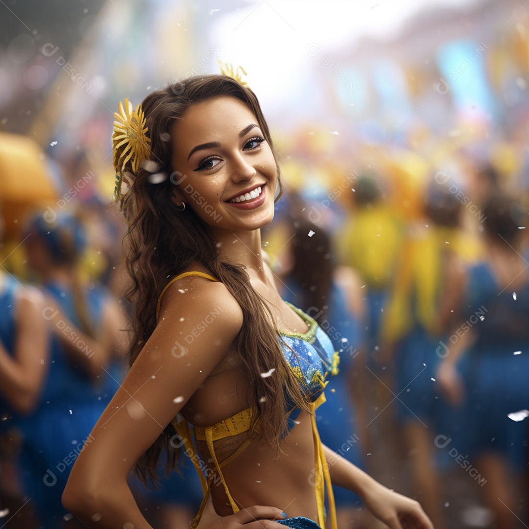 Uma linda jovem no carnaval