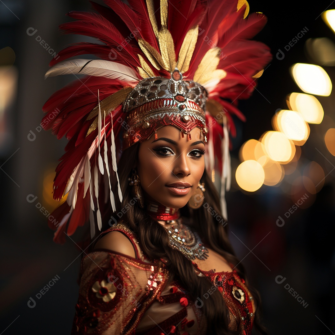 Uma linda jovem a caráter para o carnaval