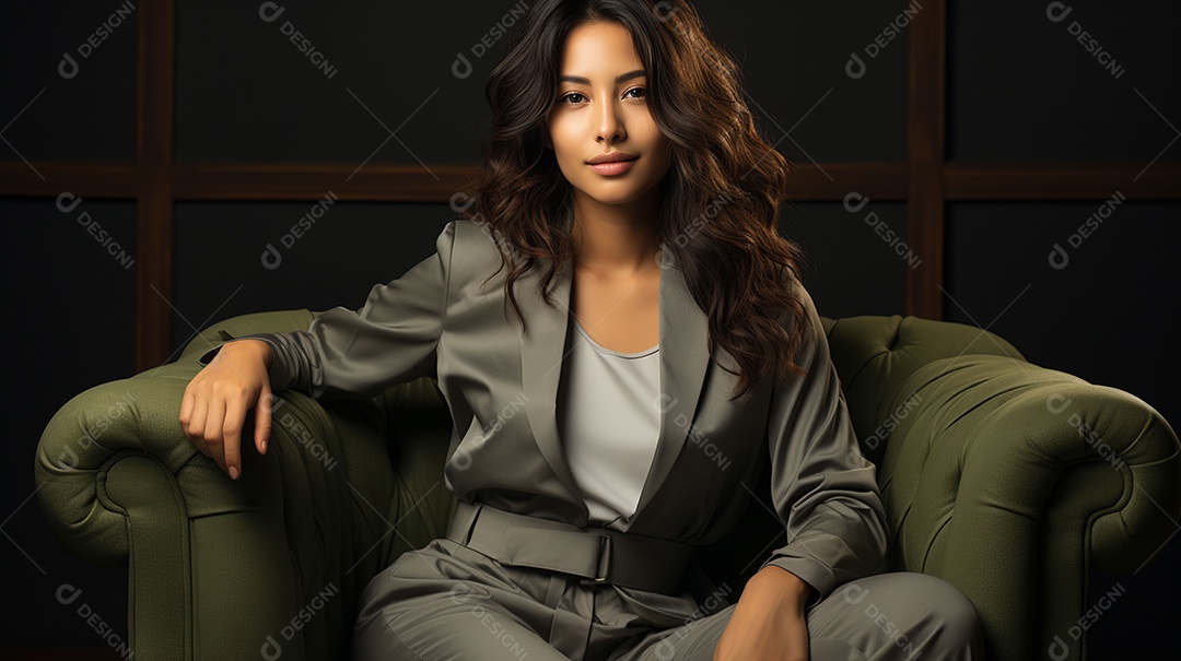 Foto ampla de comprimento de jovem asiática inclinada