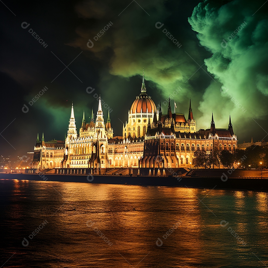 Plano geral de fogos verdes sobre Budapeste